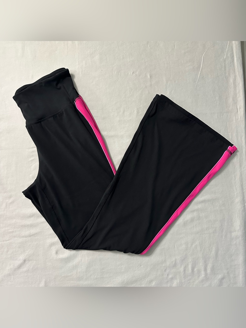 Lane Bryant LIVI Soft Flare Pants 14/16 Black Pink Side Stripe High Rise